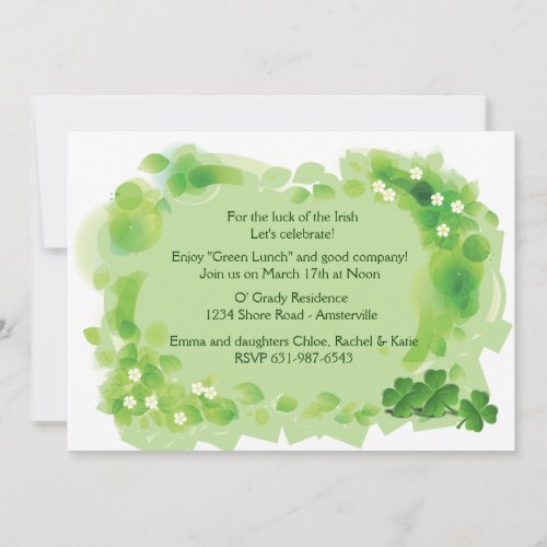 Green Field St Patricks Day Invitation