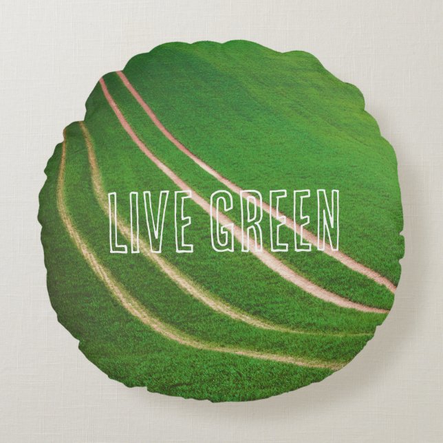 Green fields round pillow (Front)