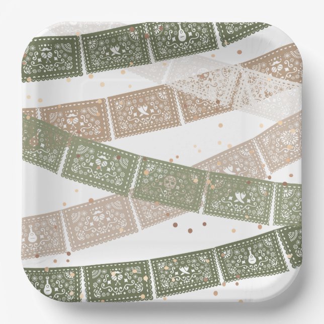 Green Fiesta Birthday Party Plates (Front)