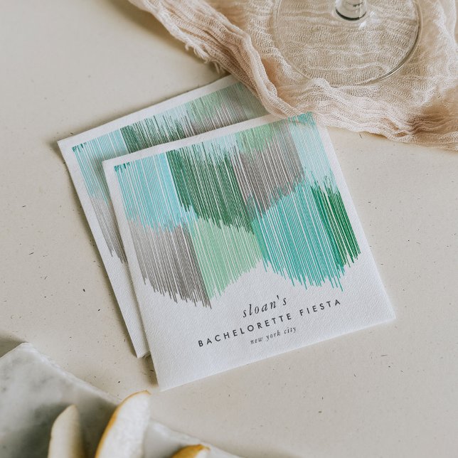 Green Fiesta Modern Fringe Bachelorette Party Napkins (Green Modern Fringe fiesta paper party napkins.)