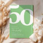 Green Fifty 50th Birthday Party Invitation<br><div class="desc">Trendy Green 50th birthday party invitations featuring the number '50' in a large bold serif font,  and a modern invite template that is easy to personalize.</div>