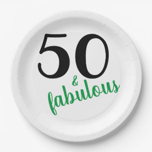Green Fifty and Fabulous Birthday Party Paper Plates