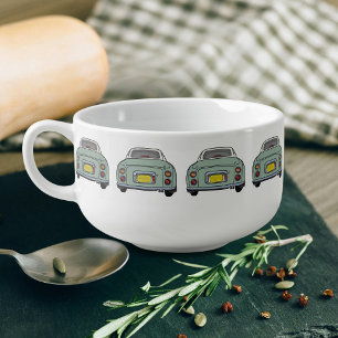 Green Figaro Car Pattern Figarations Soup Mug