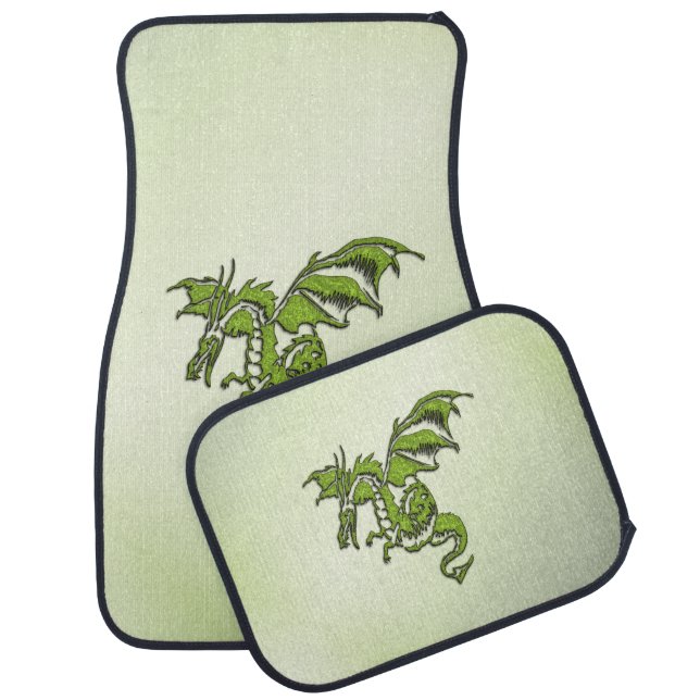 Green Fighting Dragon Car Floor Mat (Set)