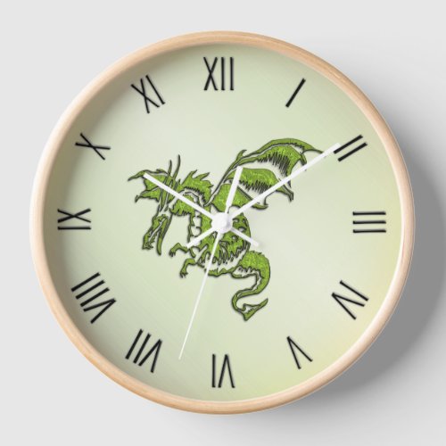 Green Fighting Dragon Clock