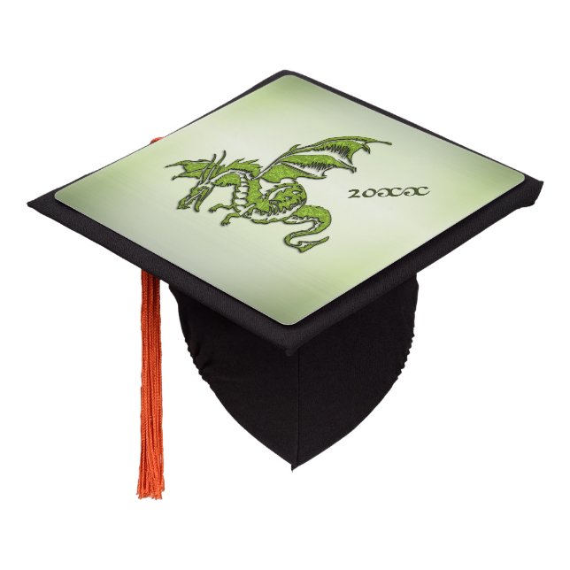 Green Fighting Dragon Crossbody Bag Graduation Cap Topper (Angled)