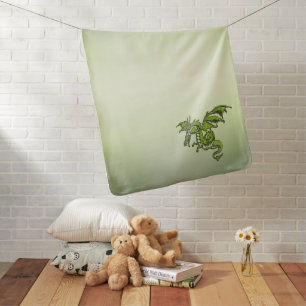 Green Fighting Dragon on Green Baby Blanket
