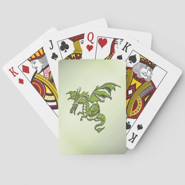 Green Fighting Dragon Poker Cards (Back)