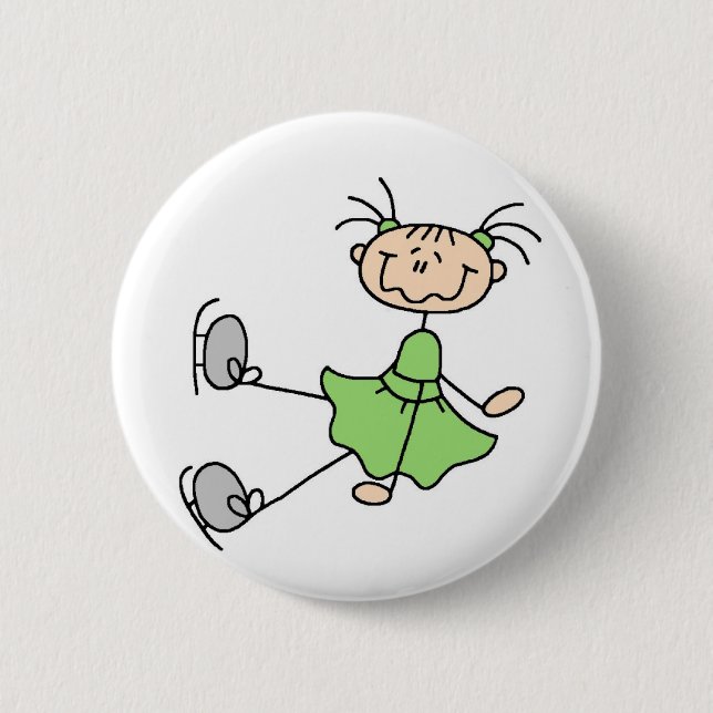 Green Figure Skater Button (Front)
