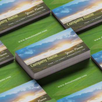 Green Filed Blue Sky White Cloud Nature Farm Business Card by ReadyCardCard at Zazzle
