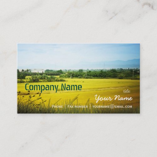Green Filed Blue Sky White Cloud Nature Farm Business Card