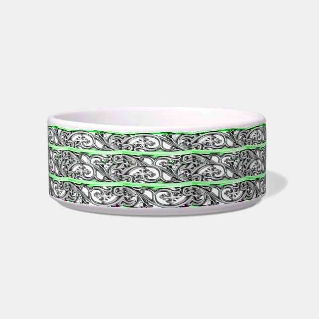 Green Filigree Cross Pattern Design Bowl (Front)