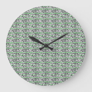 Green Filigree Cross Pattern Design Large Clock