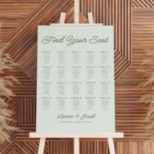 Green Find Your Seat Wedding Seating Chart Foam Board