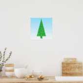 Green Fir Tree. On Blue - White. Christmas. Poster (Kitchen)