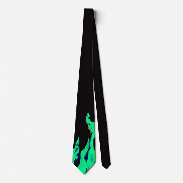 Green fire – Grünes Feuer – Flamme Flame Flames  K Neck Tie (Front)