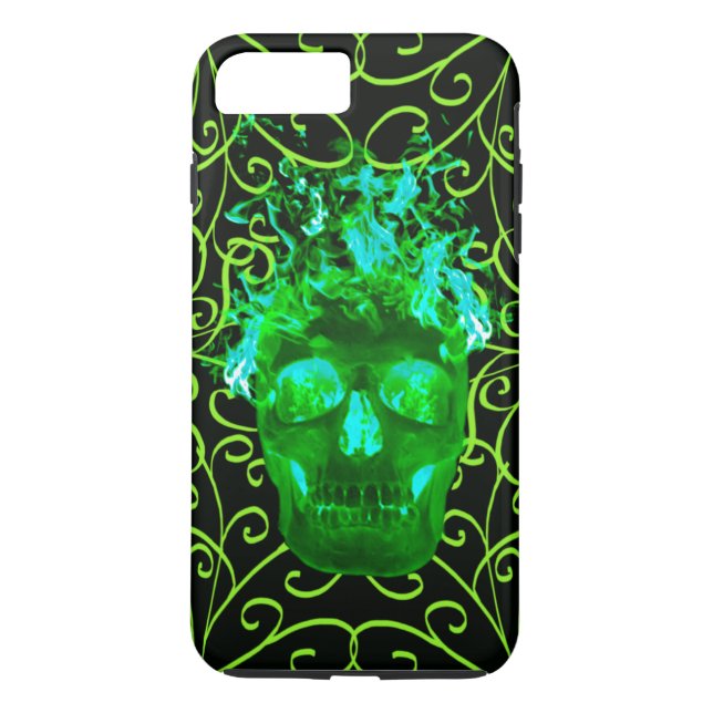 Green Fire Skull iPhone 7 Case (Back)