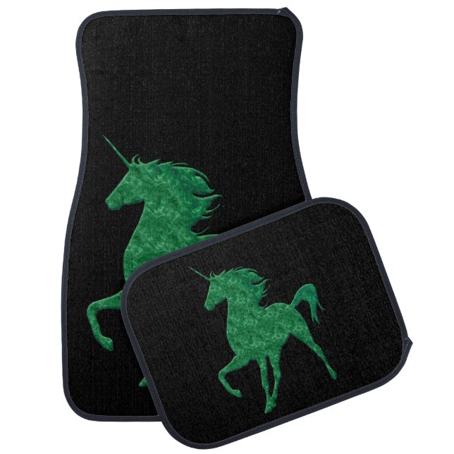 Green Fire Unicorn Car Mats (Set)