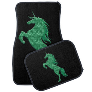 Green Fire Unicorn Car Mats