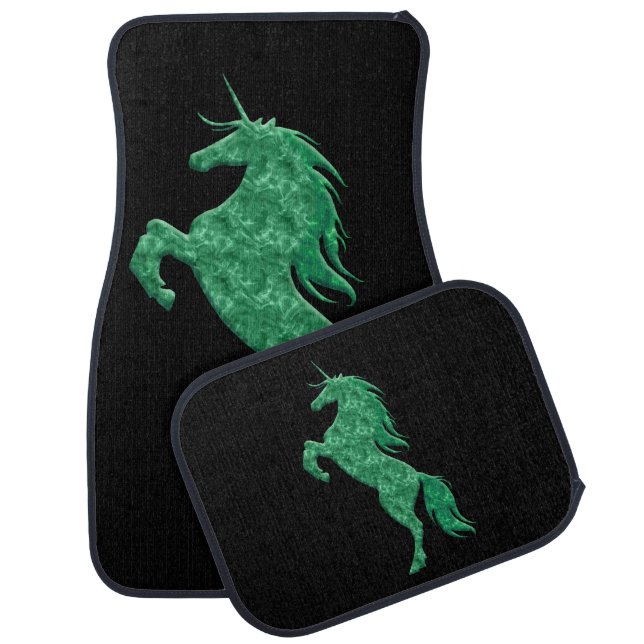 Green Fire Unicorn Car Mats (Set)