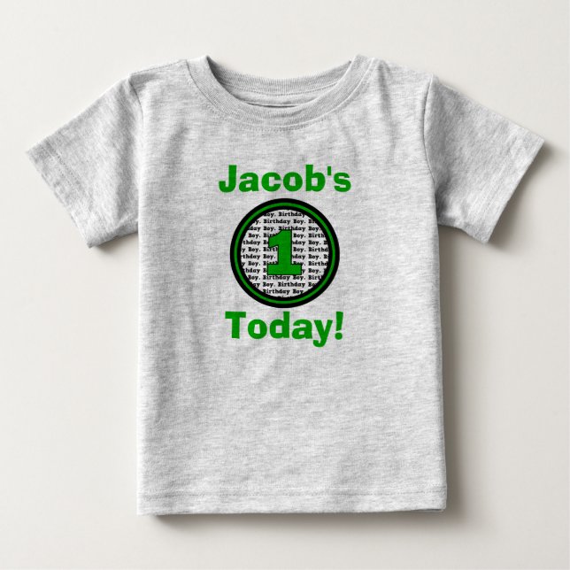 Green First Birthday Boy Shirt (Front)