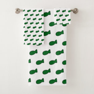 Green Fish Bath Towel Set