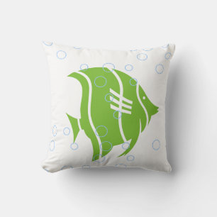 green fish  on  white  PILLOW