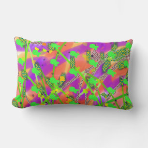 Green Fish Pattern  Lumbar Pillow