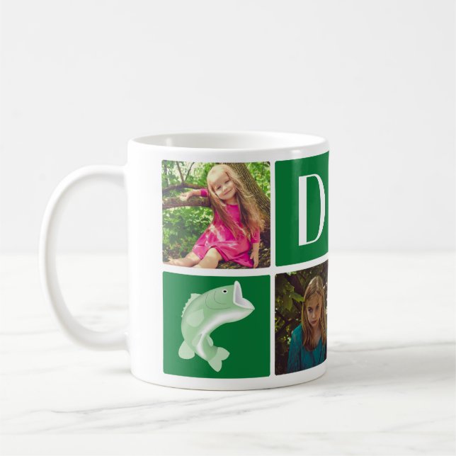 Green Fish Photo Collage Gift for Dad Father's Day Coffee Mug (Left)