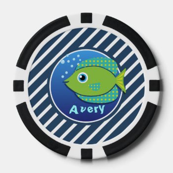 Green Fish Poker Chips by doozydoodles at Zazzle