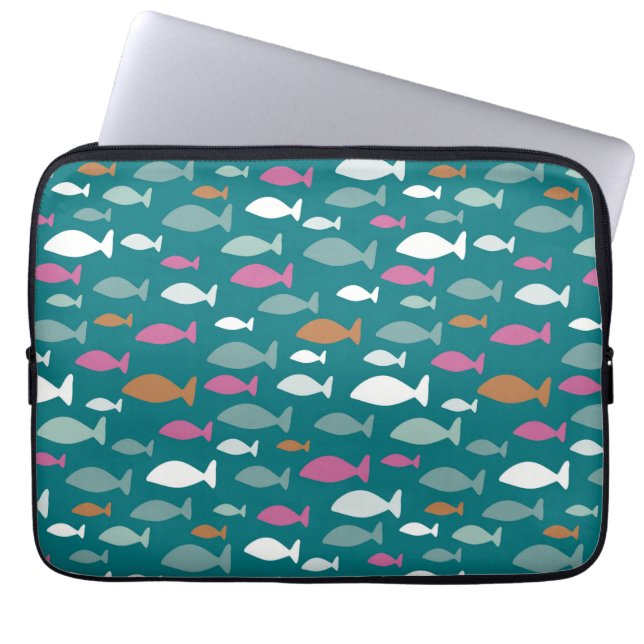 Green Fish Shoal Laptop Sleeve (Front)