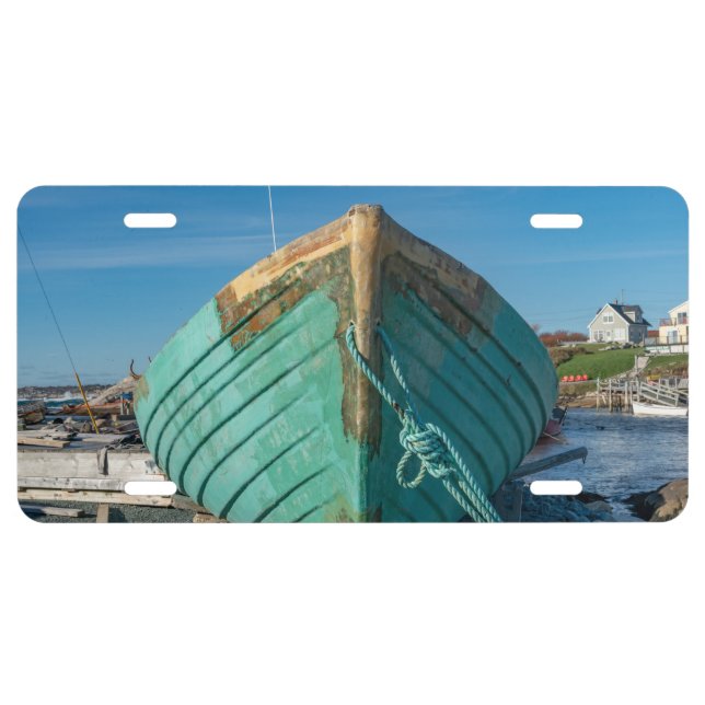 Green Fishing Boat on Aluminum Licence Plate (Front)