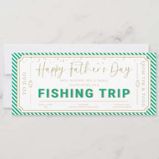 Green Fishing Trip Father's Day Gift Voucher Invitation