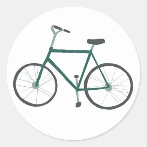 Green Fixie Bicycle Classic Round Sticker