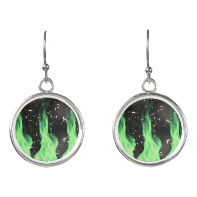 Green flame earrings (Front)