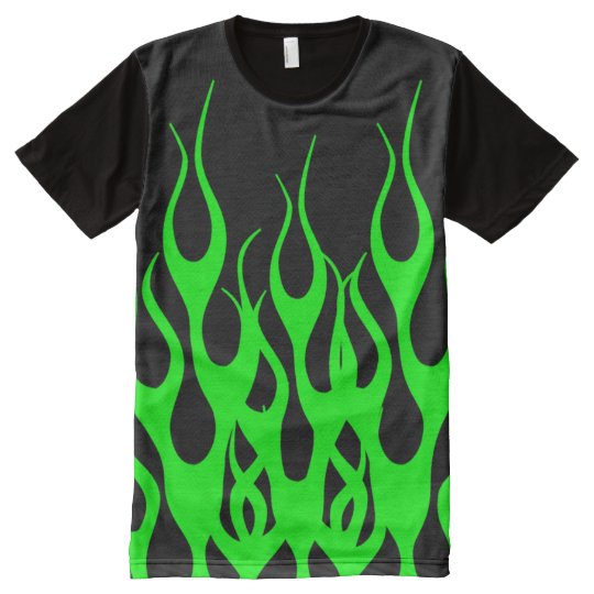Green Flame Graphics All-Over-Print T-Shirt | Zazzle.com