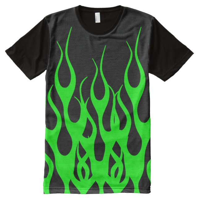Green Flame Graphics All-Over-Print T-Shirt (Front)