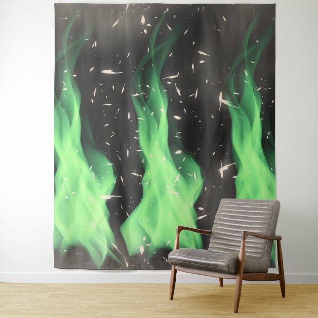 Green flame tapestry (In Situ)