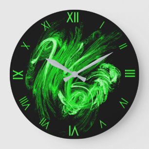 Green Flame w/ Lime Roman Numerals Wall Clock