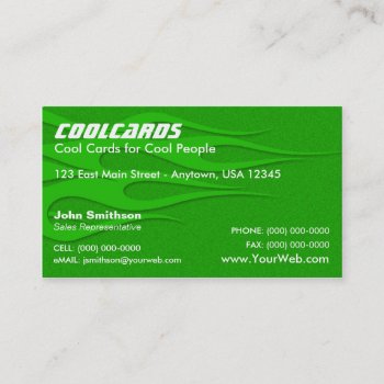 Green Flames Business Card by coolcards_biz at Zazzle