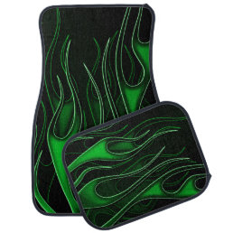 Green Flames Car Floor Mat