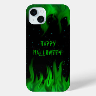 Green Flames in the Starlight Sky iPhone 15 Plus Case