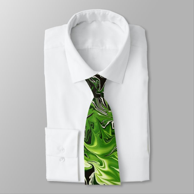 Green Flames Neck Tie (Tied)