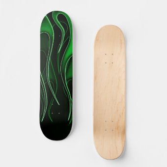 Green Flames Skateboard | Zazzle