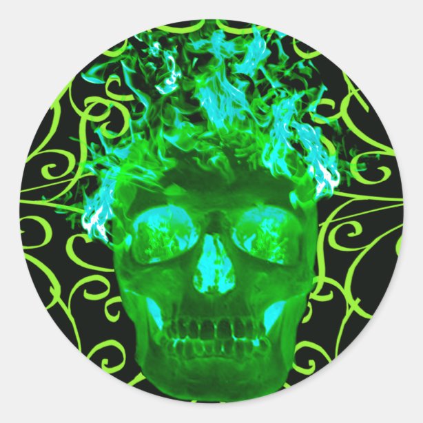 Green Skull Stickers Zazzle