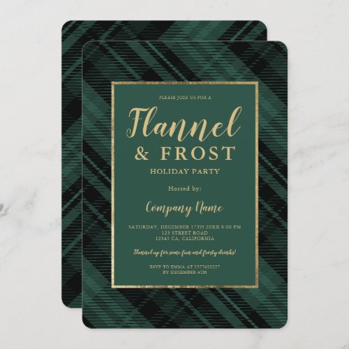 Green flannel frost business corporate Christmas Invitation