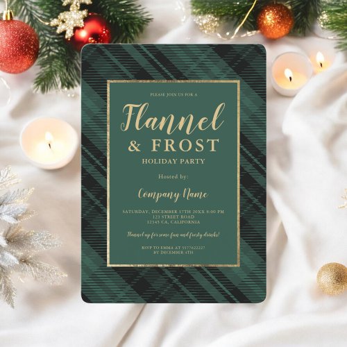 Green flannel frost business corporate Christmas Invitation