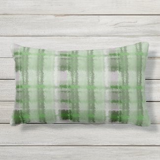 Green Flannel Shirt Plaid Outdoor Lumbar Pillow