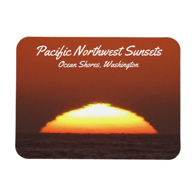 "Green Flash" at sunset in Ocean Shores, WA, photo Magnet (Horizontal)