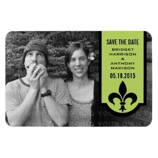 Green Fleur De Lis Banner Save the Date Magnet